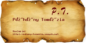 Páhány Tomázia névjegykártya